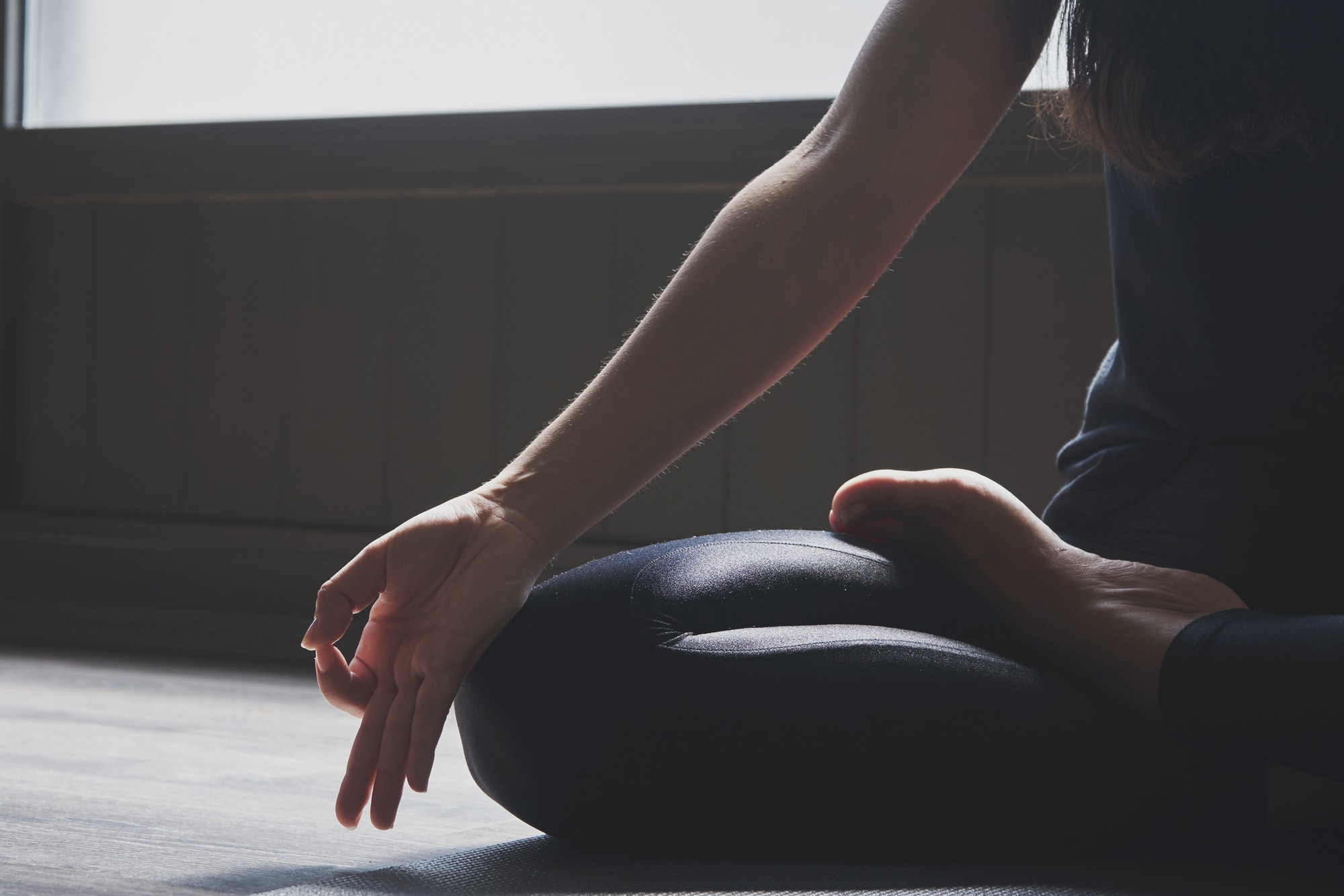 Woman practicing yoga in various poses
